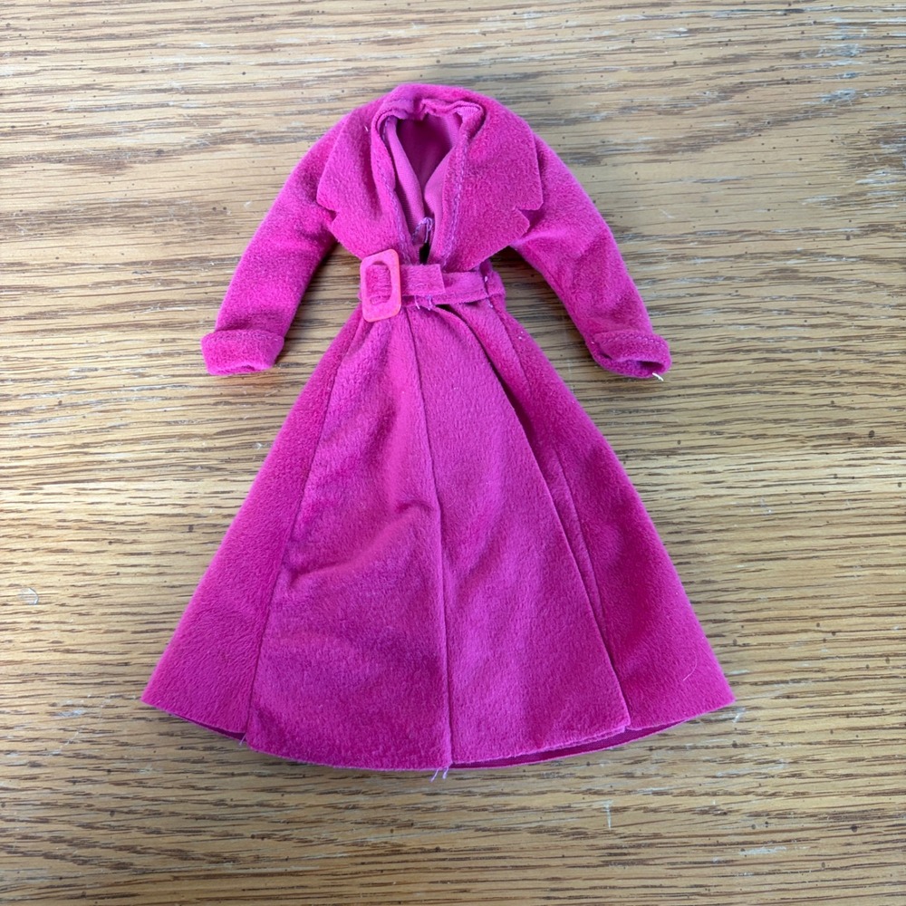 VINTAGE BARBIE 1979 Pink Magenta Suede Coat with Attached‎ Belt